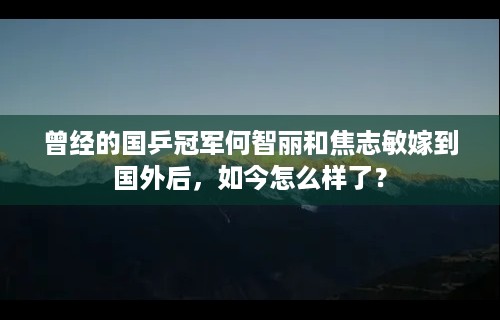 曾经的国乒冠军何智丽和焦志敏嫁到国外后，如今怎么样了？